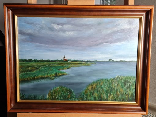 "Boddenwiesen bei Wustrow" (Rügen) Öl auf Leinwand