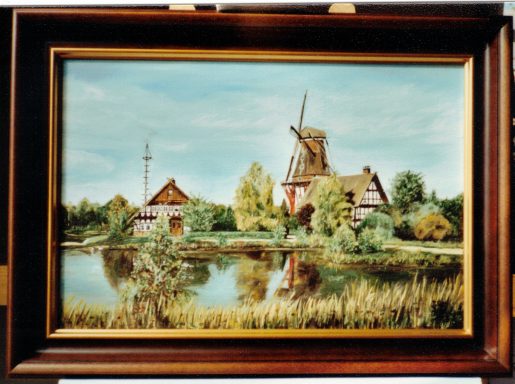 "Landschaft mit Mühle" Öl auf Leinwand