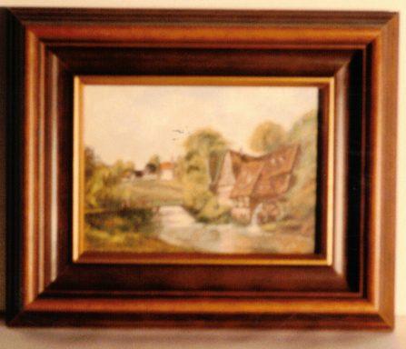 Landschaft, "Bach" Öl auf Leinmalpappe