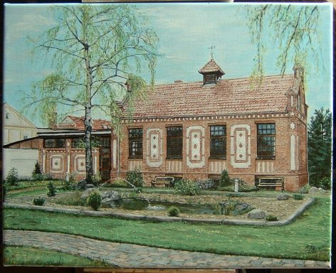 "Uhrenhaus in Pritzwalk" (Prignitz) Öl auf Leinwand