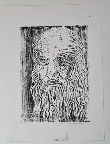 "Leonardo da Vinci" Linolschnitt / Linoldruck